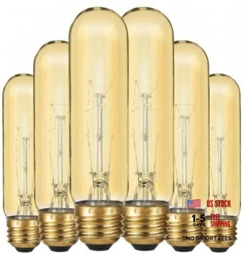 Edison Light Bulbs,120V, E26 5 In (6 Pack) 40w Ultra Warm White - Amber Glass gallery
