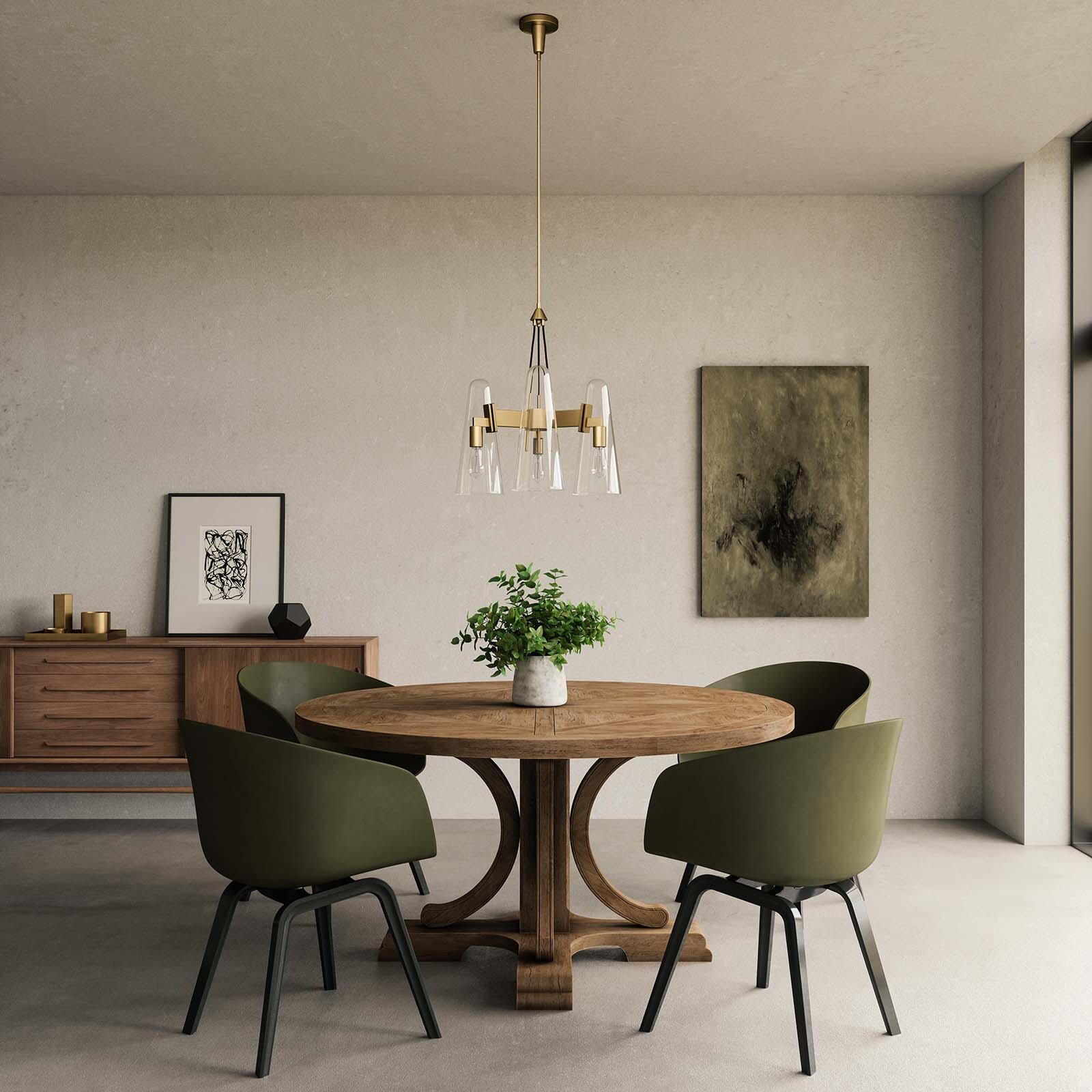 Modway Beacon 3-Light Pendant Light in Clear Satin Brass gallery