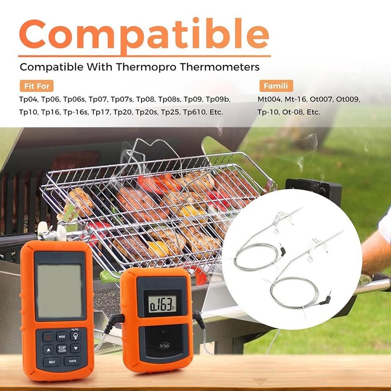 2 Pack Meat Thermometer Probe Stainless Steel for Thermopro TP04 TP06 TP06S gallery