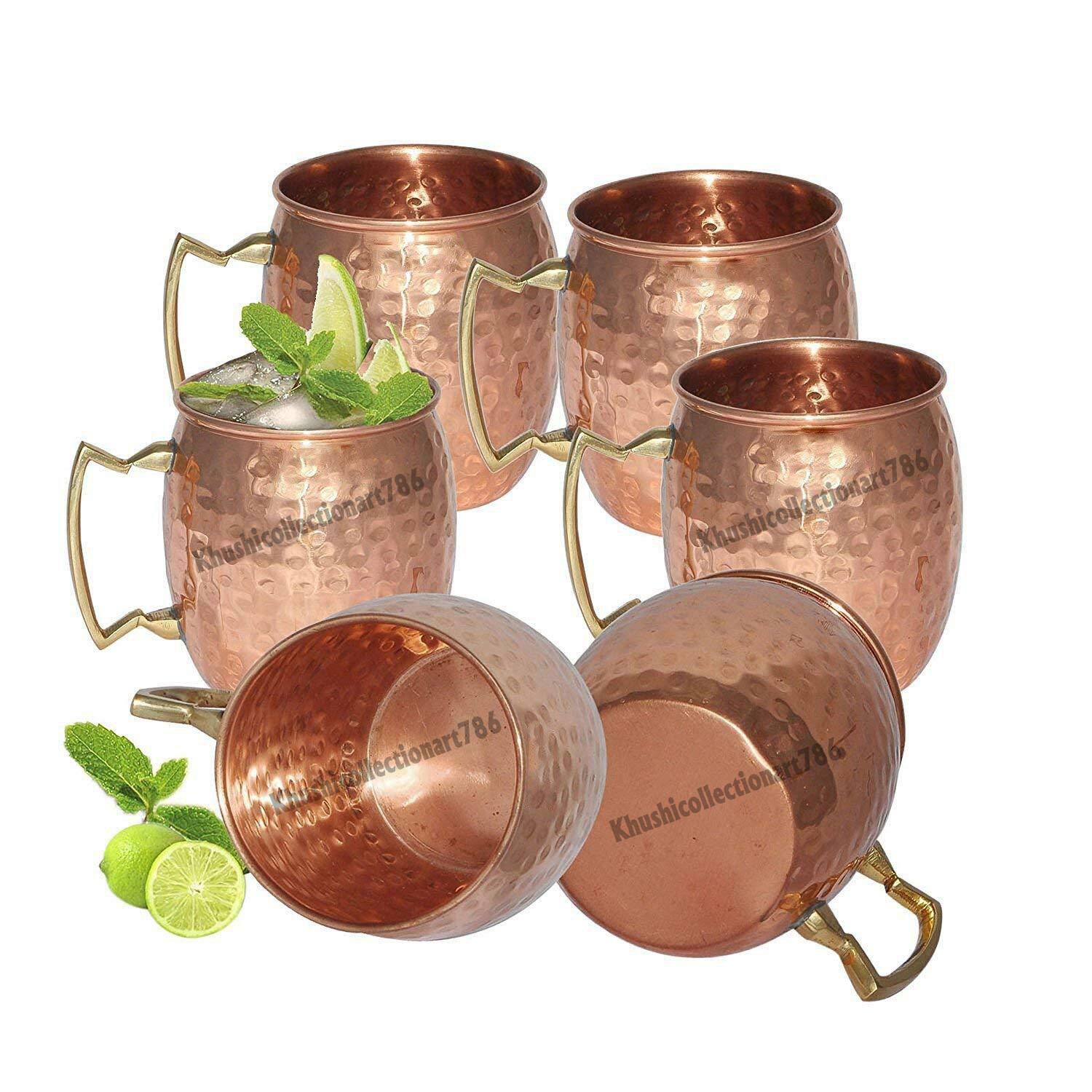 Pure Copper Hammered Drinking Moscow Mule Mug Brass Handle Health Benefits 500ML gallery