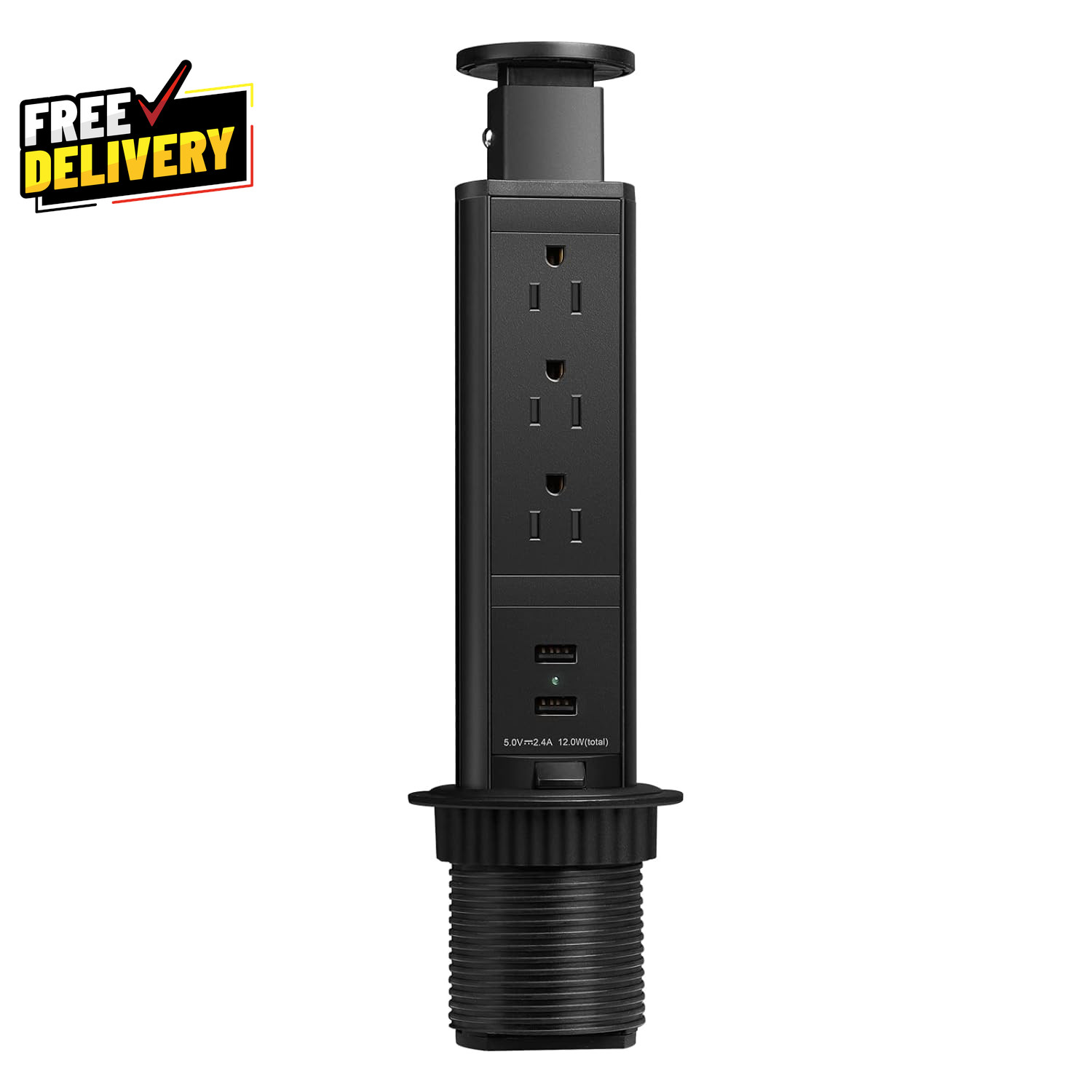Pop up Electrical Outlet for Countertop Recessed Power Strip with 3 AC Outlet... gallery