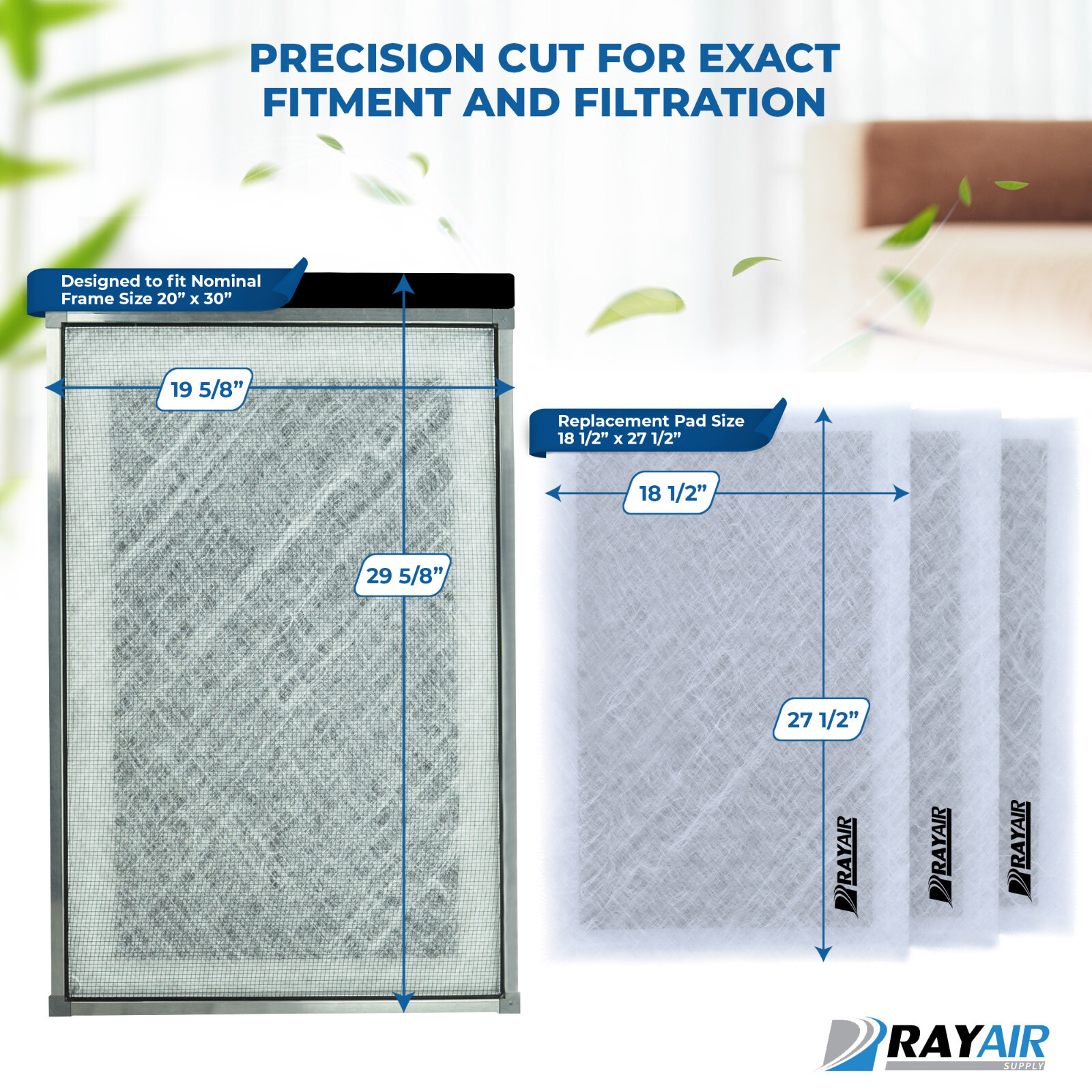 RayAir Supply 20x30 Replacement Filter Pads Compatible With Dynamic Air Cleaner gallery