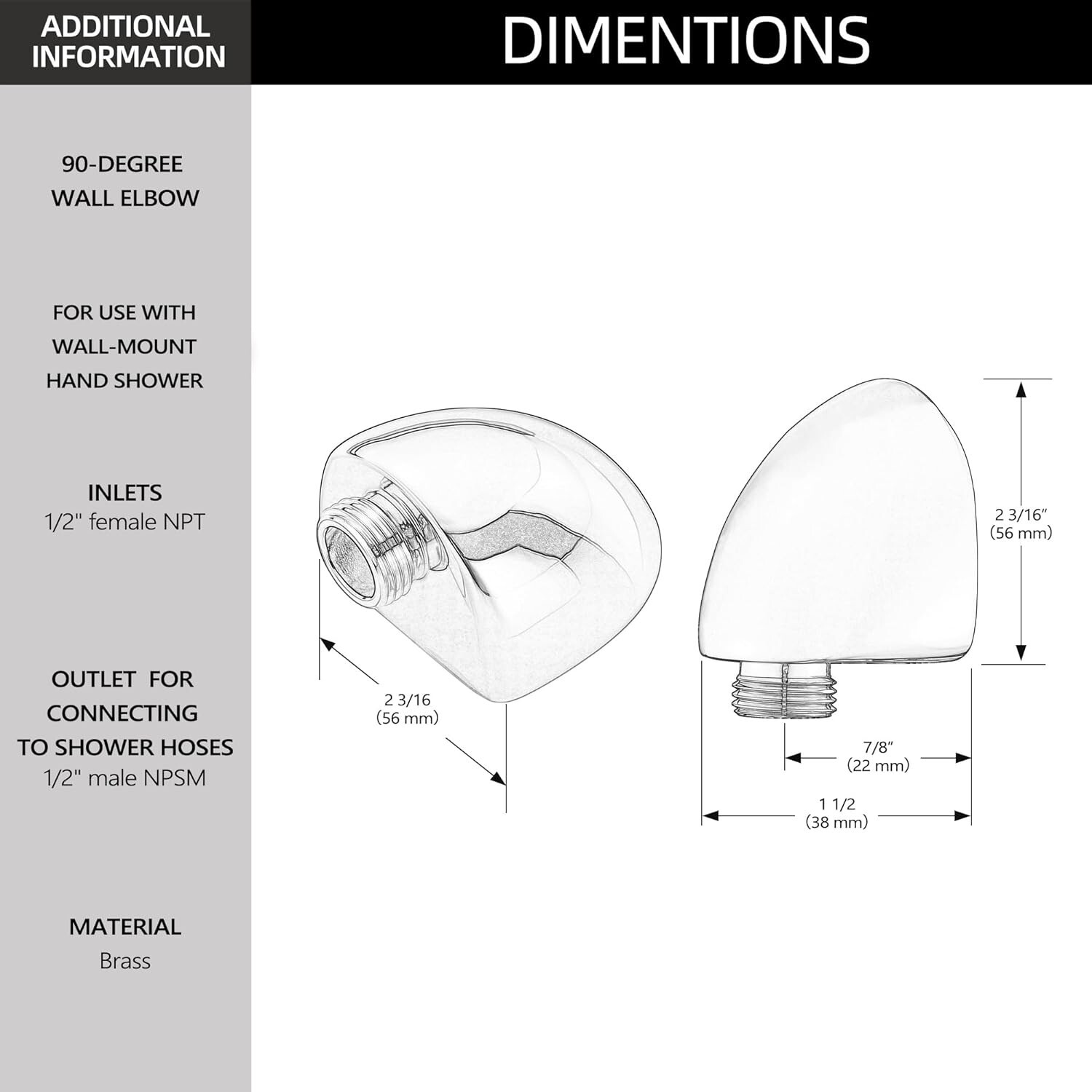 Wall-Mount Supply Wall Elbow for Hand Held Shower, Brilliance Stainless gallery