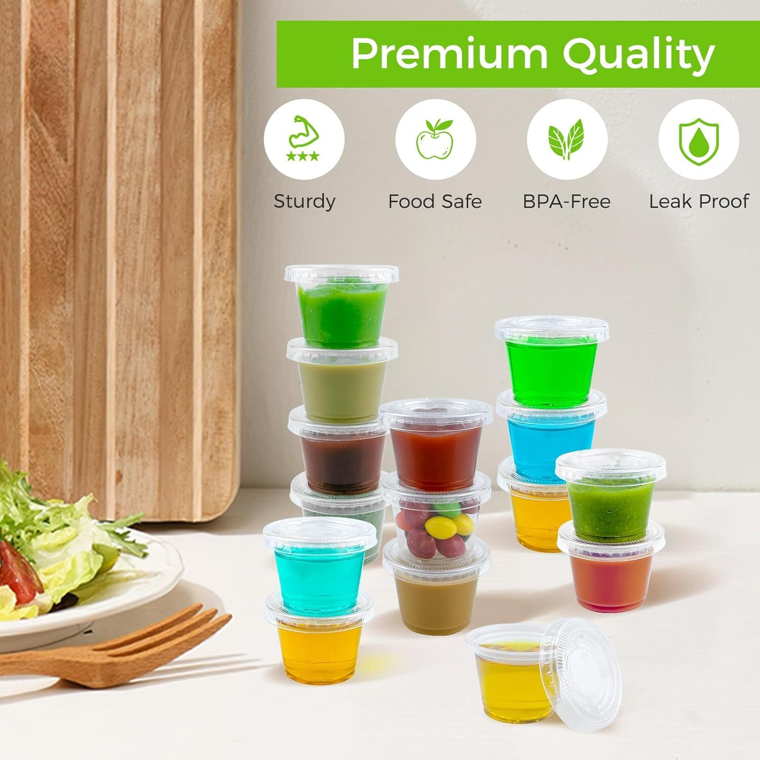 360 Set 1 oz Jello Shot Cups with Lids, Sturdy & Food Safe Disposable Plastic... gallery