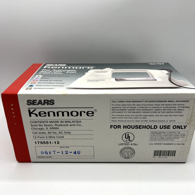 Sears Kenmore Iron Automatic Shutoff Black & Decker 62784 gallery