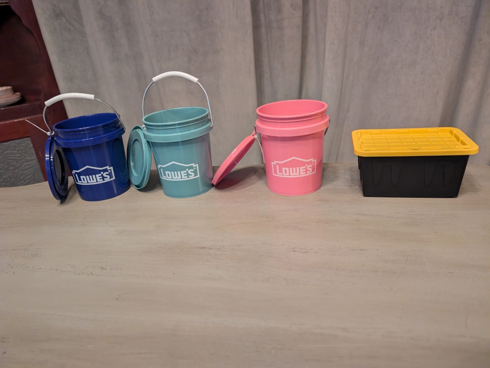 Lowe’s Pink, Blue & Teal Mini Bucket w/ Lids & 1 Teeny Tote FREE SHIP gallery
