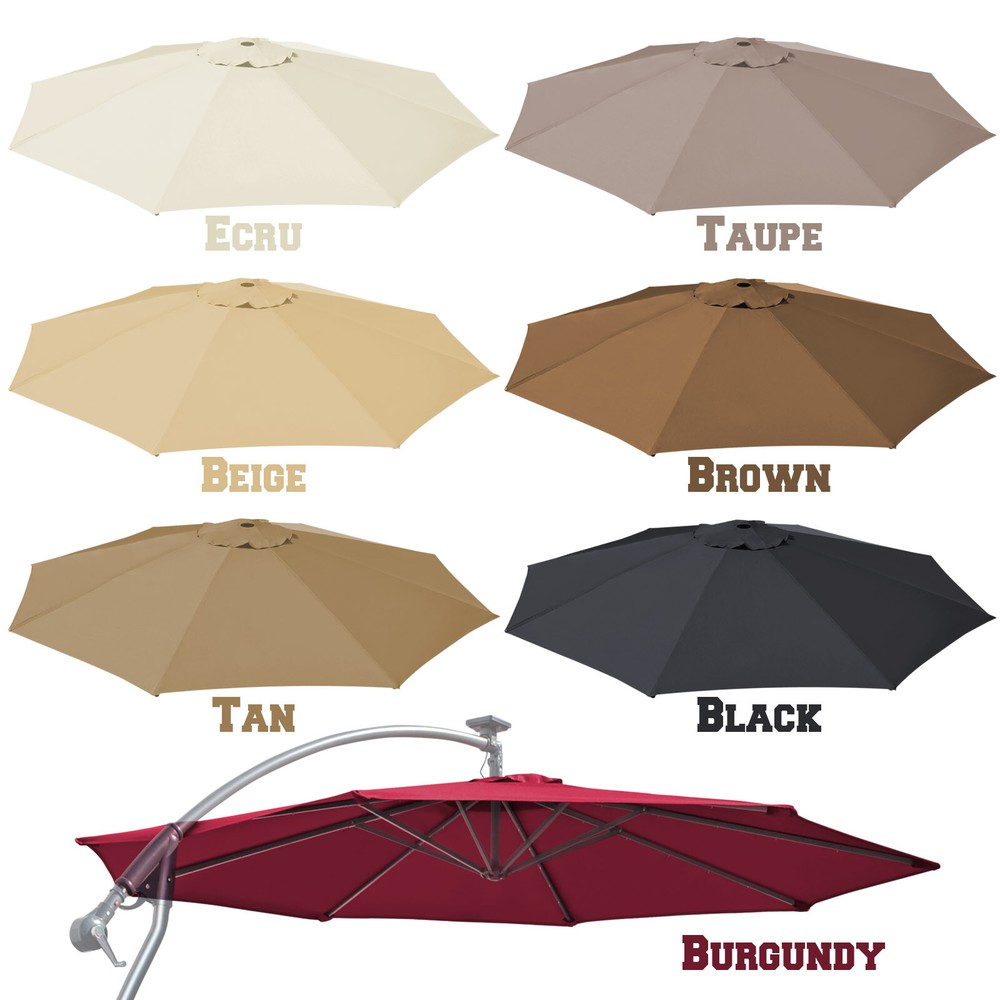 Replacement Canopy 9ft 8rib Patio Solar Hanging Cantilever Umbrella Top Cover