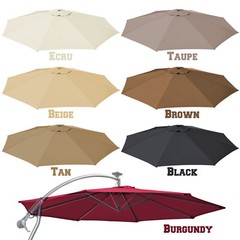 Replacement Canopy 9ft 8rib Patio Solar Hanging Cantilever Umbrella Top Cover