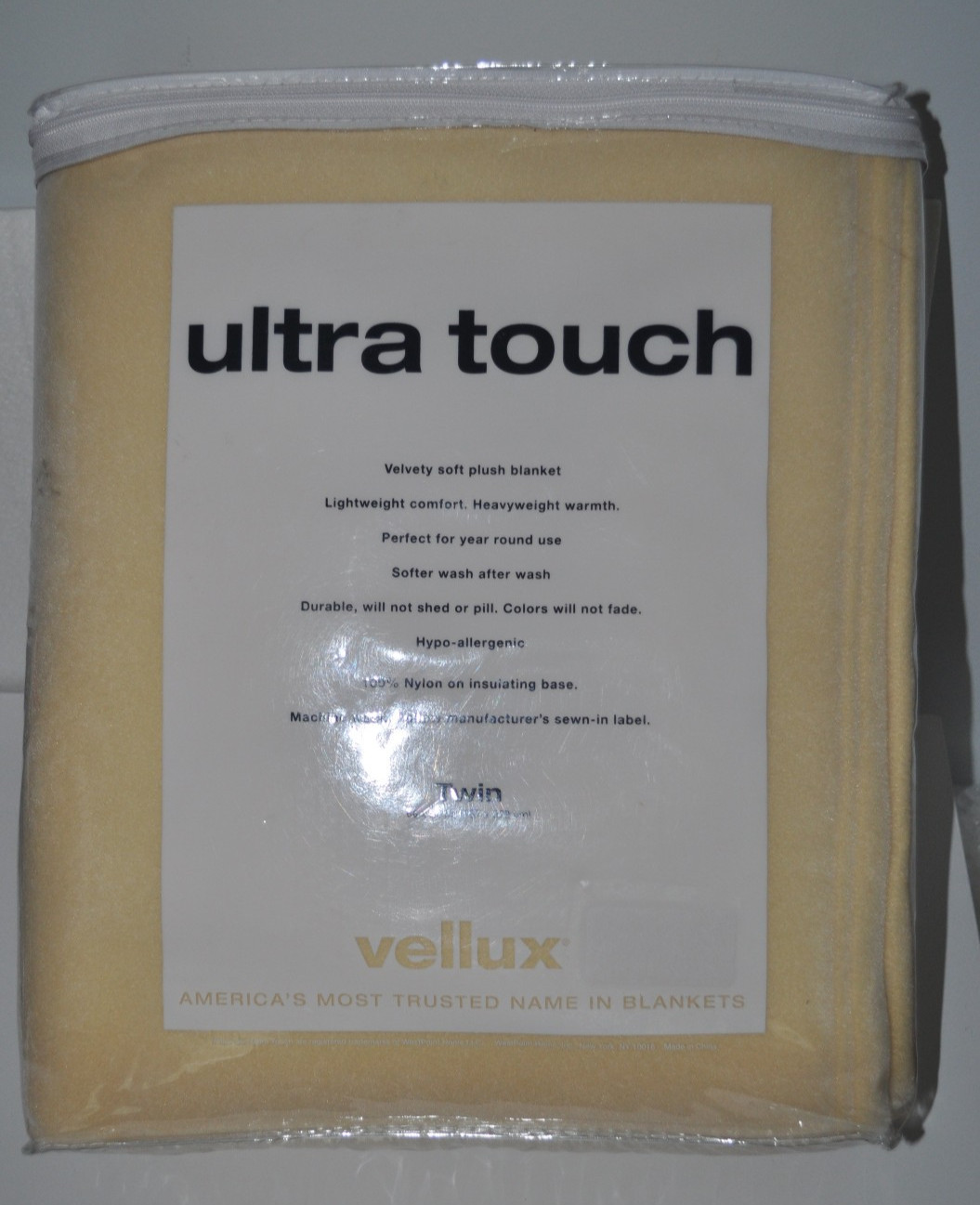 NIP Ultra Touch VELLUX Twin Blanket - Ivory 66" x 90" Velvety Soft Plush gallery