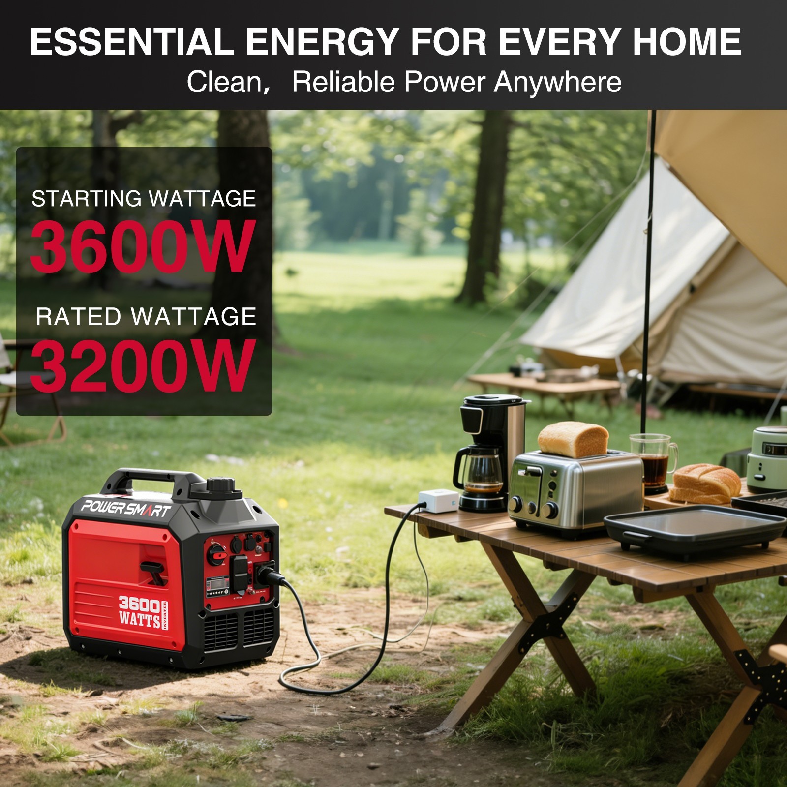 3600W Portable Inverter Generator, 4-Stroke 149cc Gas Powered, Super Quiet 70dB gallery