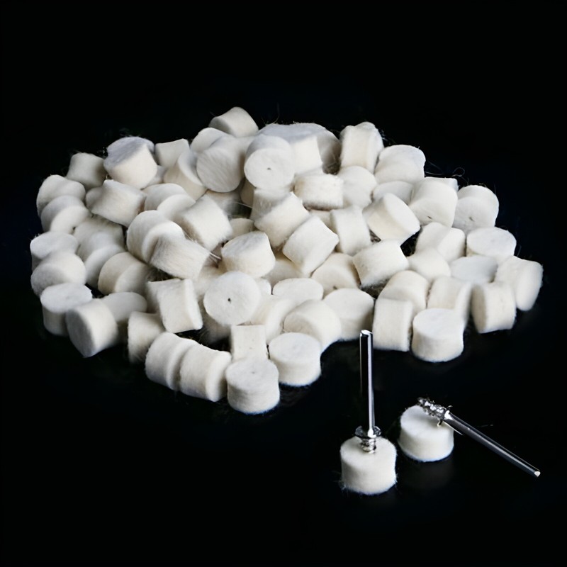 (102pc) Wool Felt Polishing Buffing Pad 13mm + 2pcs Shank For Grinding Wheel gallery