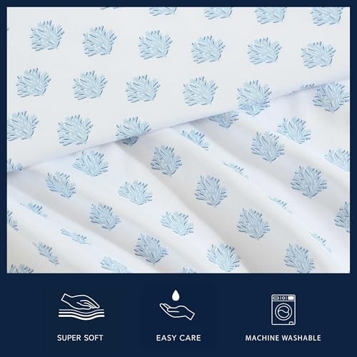 - Sheet Set, Breathable & Cooling Full Coastal Coral Ocean Breeze Blue gallery