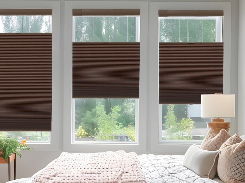 No Tool Screw Install Top Down Bottom Up Blackout Brown Cellular Blind Honeycomb gallery