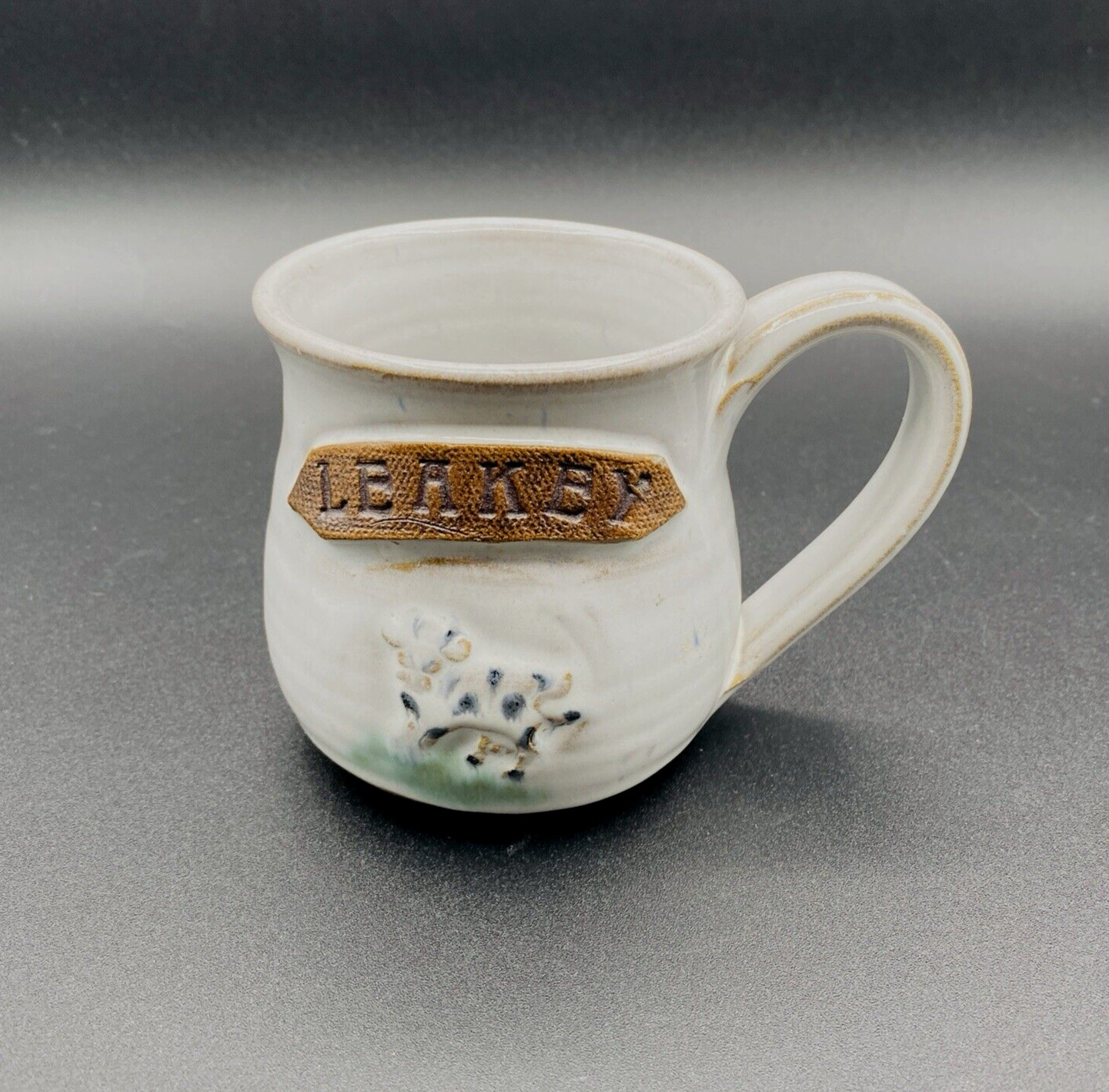 Leakey Texas Cow Coffee Mug Hand Thrown Pottery Stoneware Studio Art Cup Stamped gallery