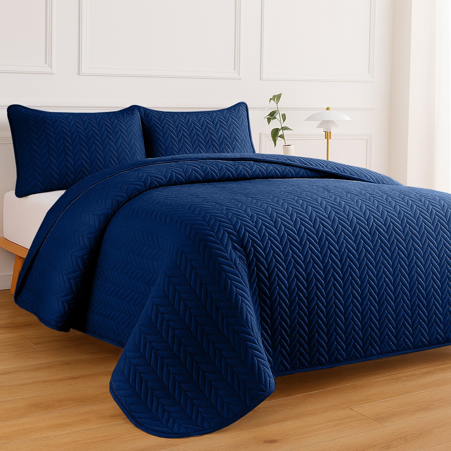 King Size Quilt Bedspread Set Throw Light Weight Quilted Coverlet Bedding Set US gallery