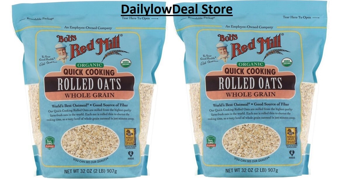 2 PACK - Bob's Red Mill Organic Quick Cooking Rolled Oats 32 oz Pkg FRESH gallery