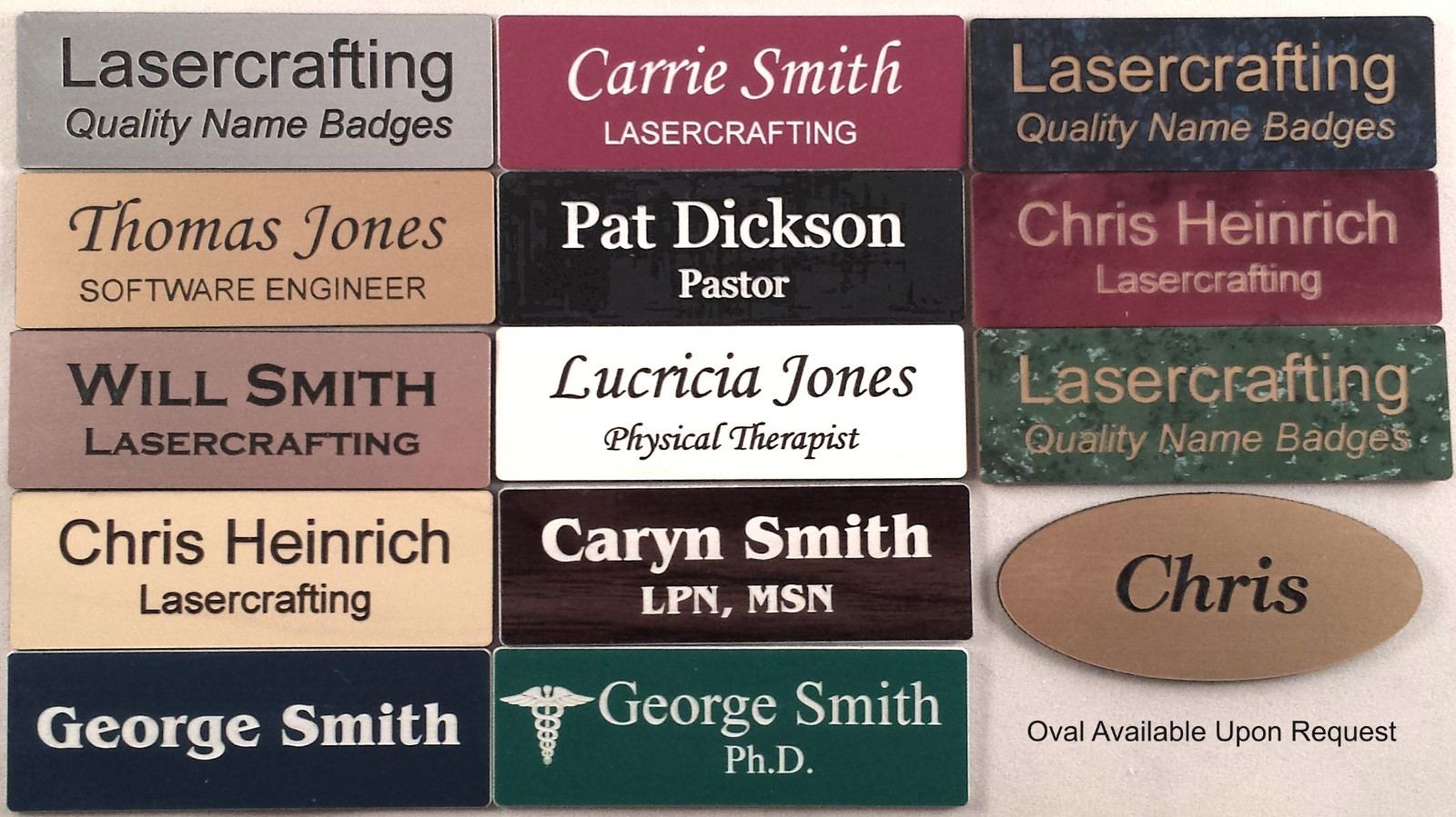 NAME BADGES / TAGS -Personalized Laser-engraved Magnet back or pin Lasercrafting gallery