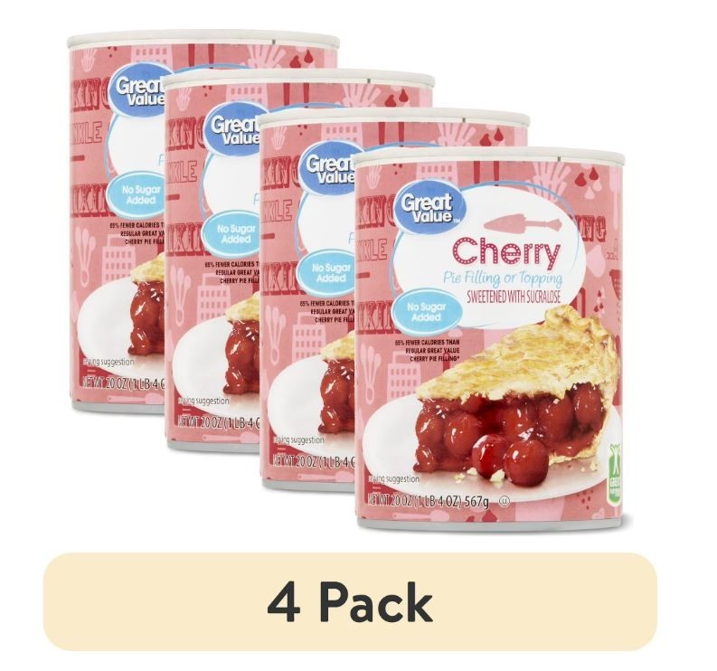 (4 pack) Great Value No Sugar Added Cherry Pie Filling or Topping, 20 oz gallery