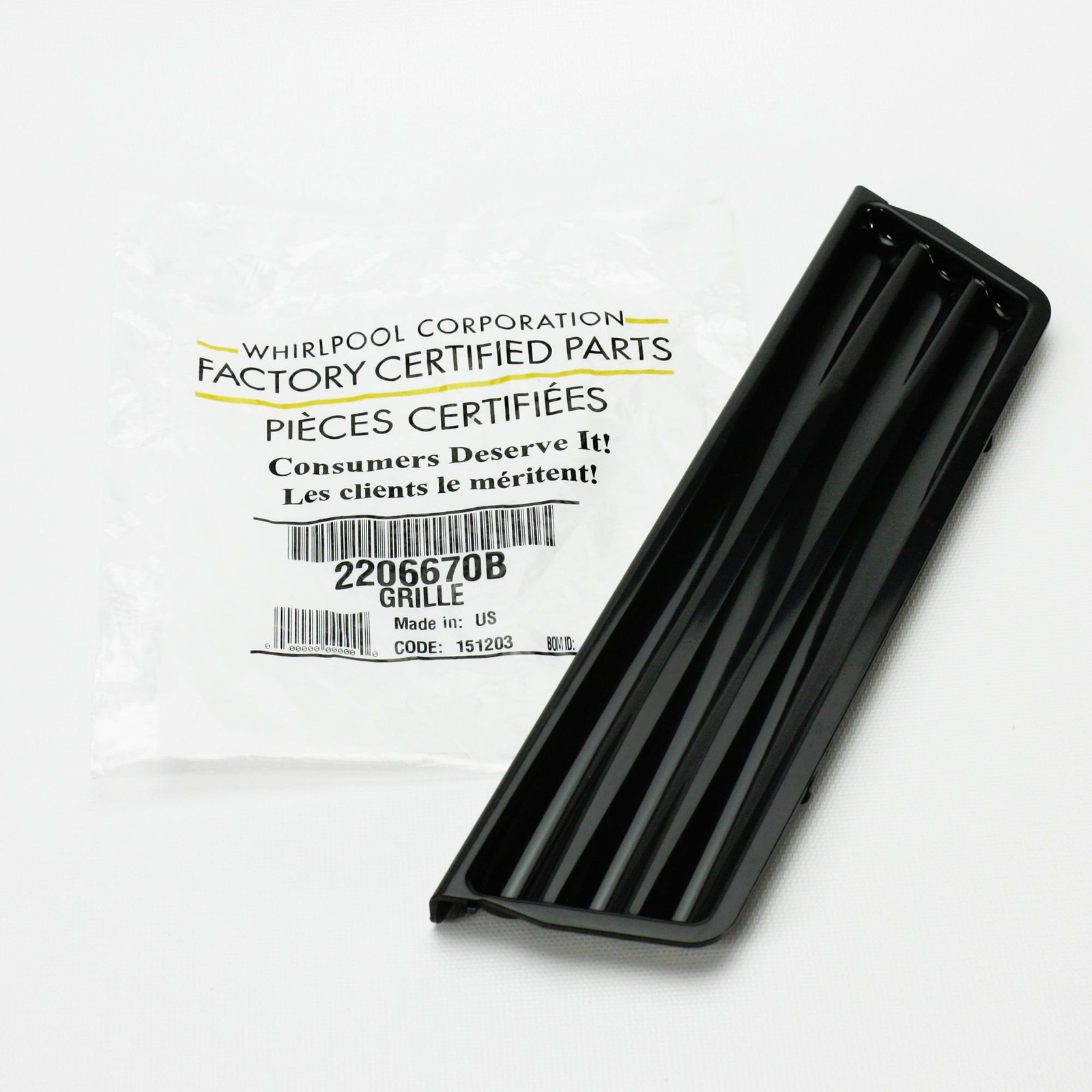 Whirlpool 2206670B Overflow Grille for Refrigerator gallery