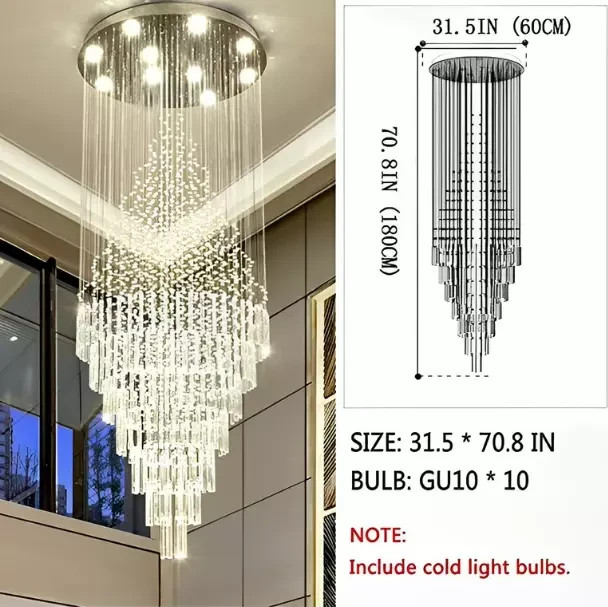 Luxury Ceiling Light Chandelier Crystal Rain Drop Spiral Pendant Lamp Lighting gallery