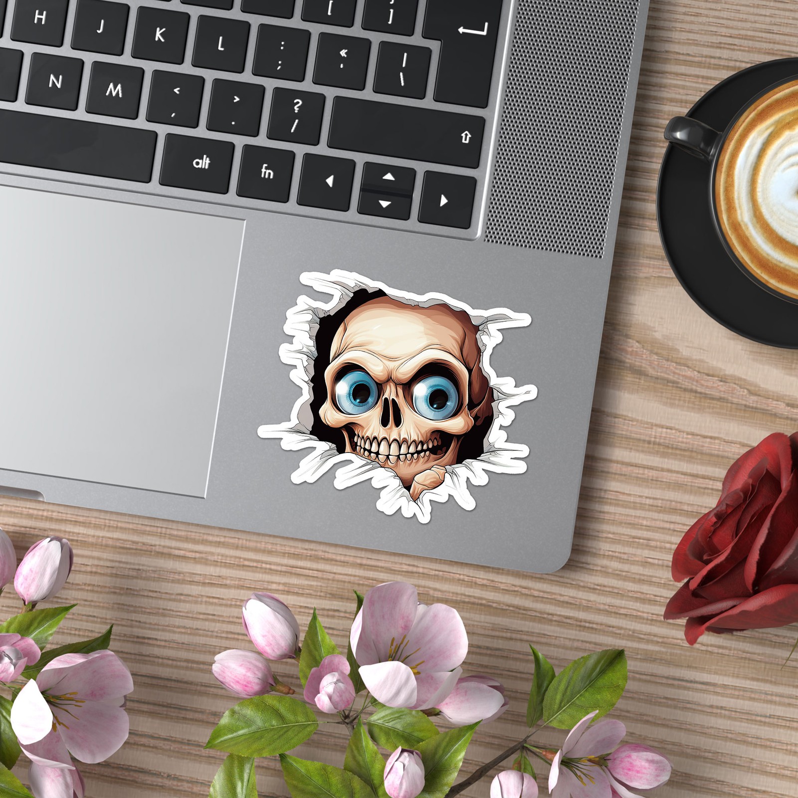 Skull Peeking - Vinyl Decal Sticker - Car Window Laptop - ebn11987 gallery