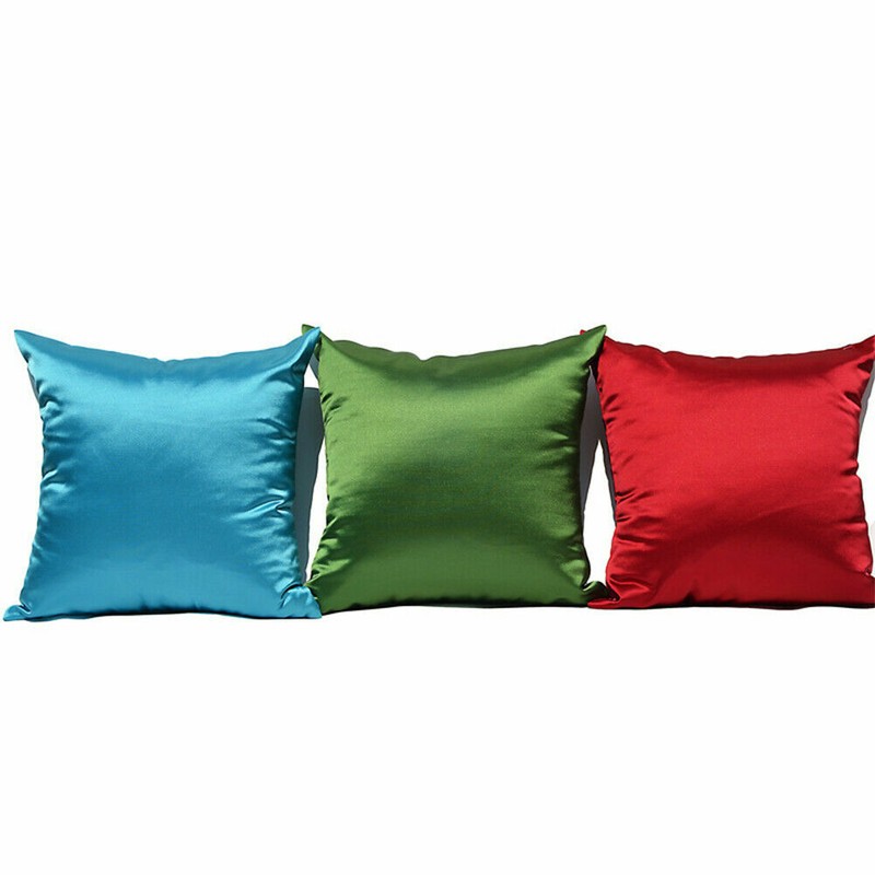 Satin Throw Pillow Solid Color Square Home Sofa Decor Pillow Cushion Cover 18x18 gallery