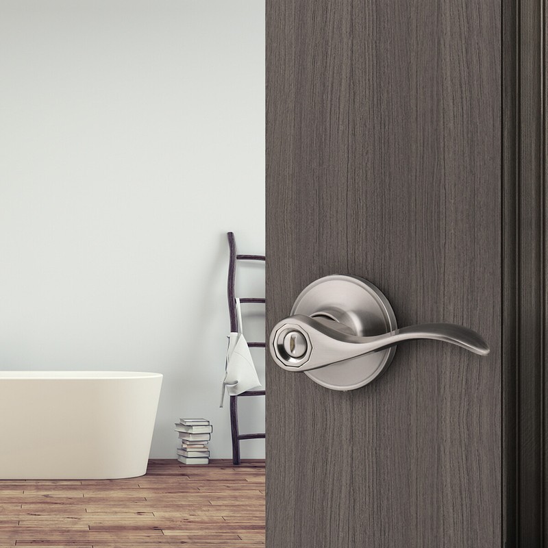 Privacy Door Levers Flat Ball Passage Door knob Wave Entry Handle Brushed Nickel gallery