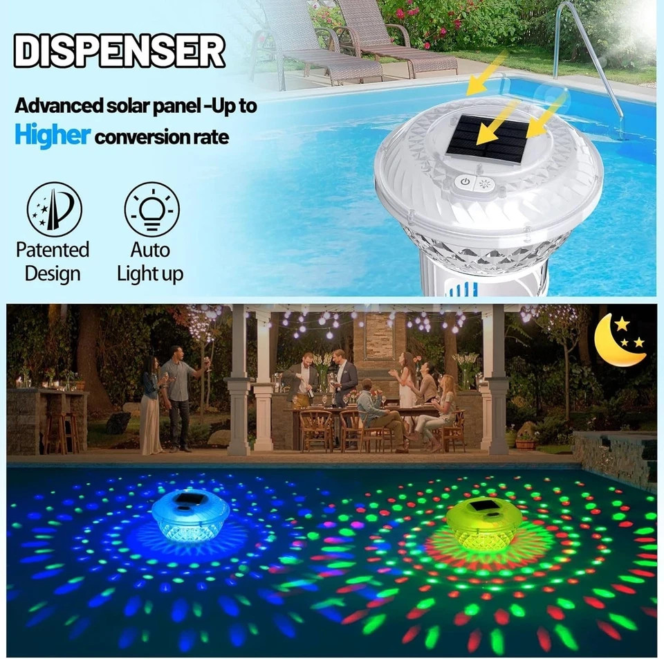 Solar Pool Chlorine Floater Chlorine Floater with Colorful Lights Button Control gallery