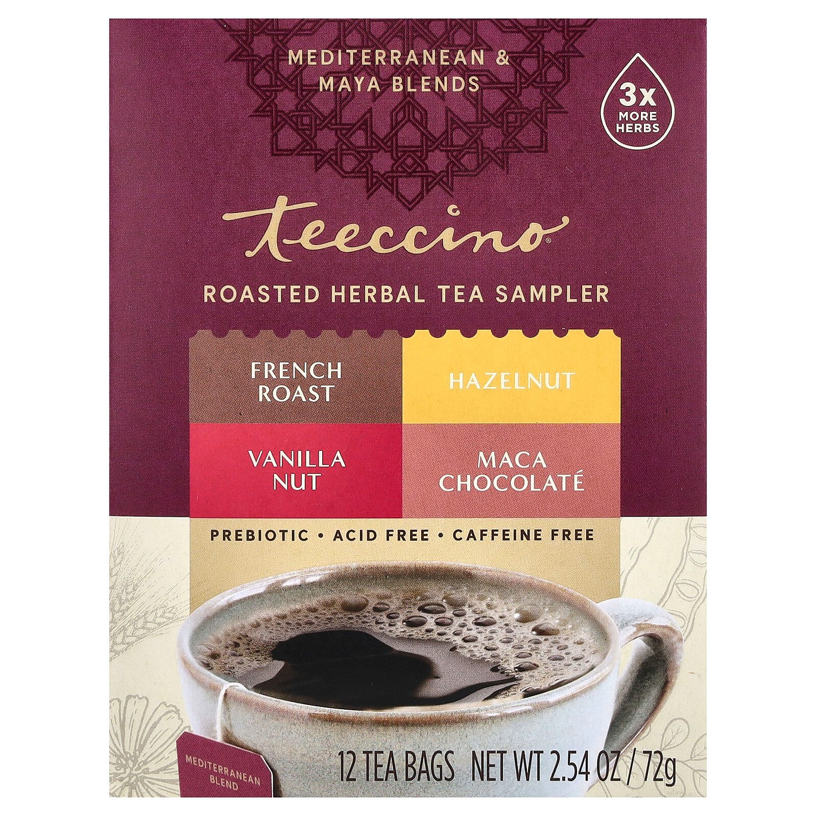 Roasted Herbal Tea Sampler, 4 Flavors, Caffeine Free, 12 Tea Bags, 2.54 oz (72 gallery