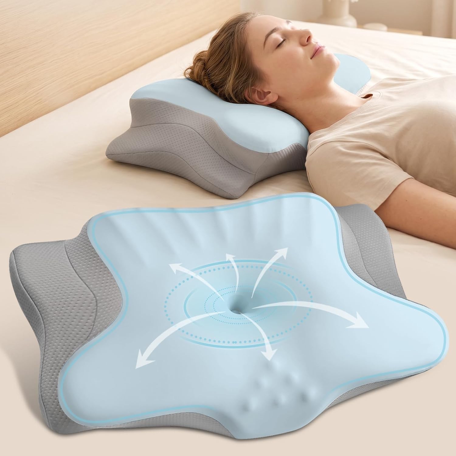 Ylekto Cervical Neck Pillow for Sleeping - Contour Memory Foam Pillows for Pain gallery