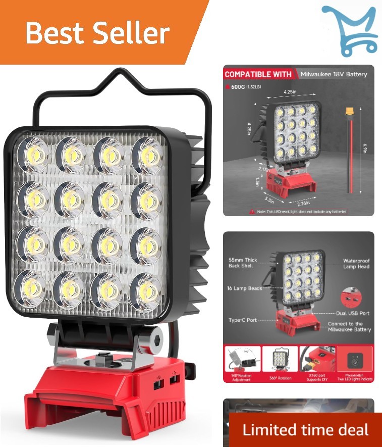 LED Work Light 48W Cordless Battery Powered 4800 Lumens for Outdoor and Indus... gallery