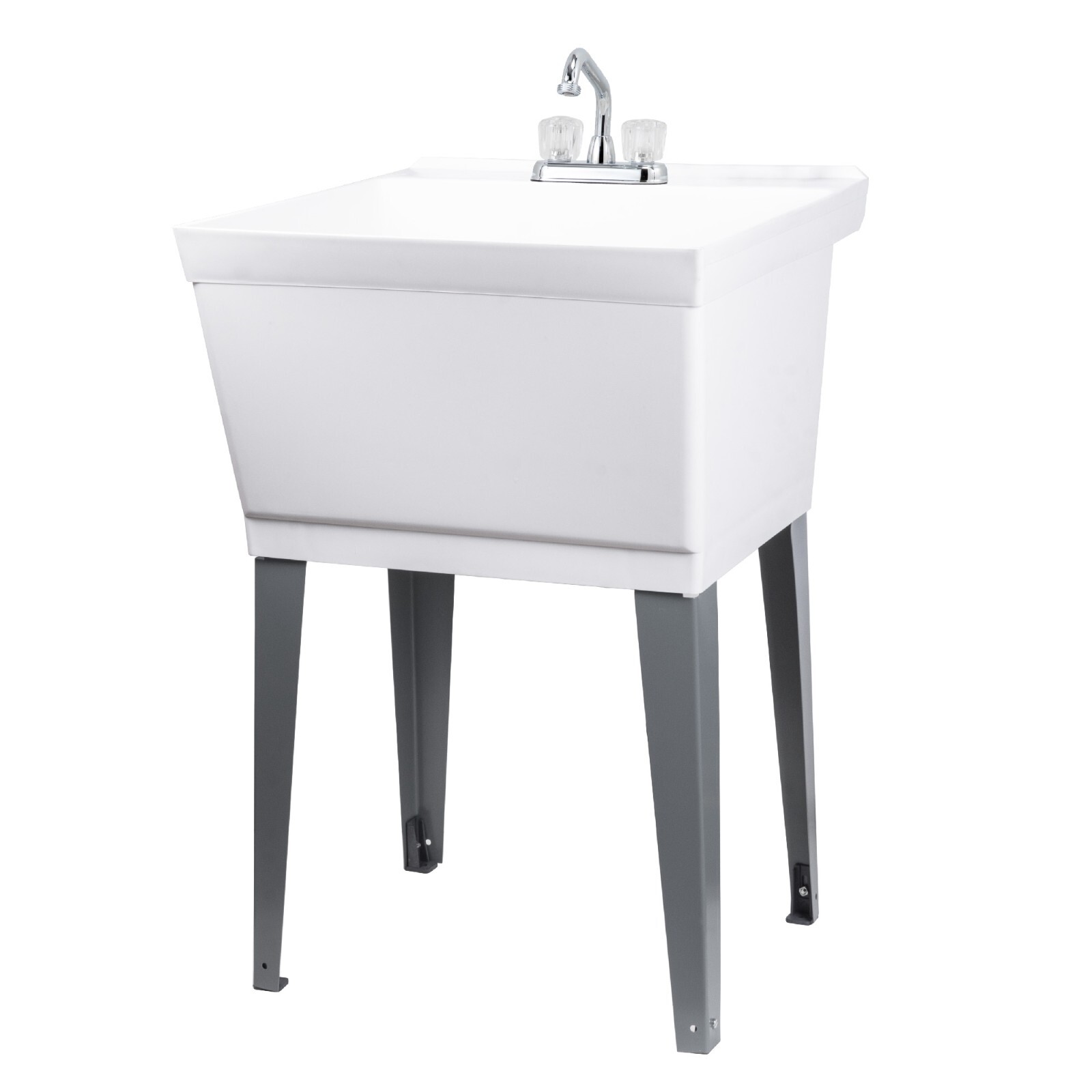 Utility Laundry Sink with Chrome Finish Dual Handle Faucet 19 Gallon - White gallery