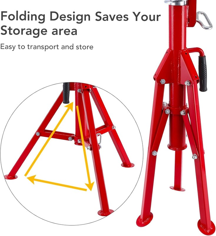 V-Head Pipe Stand Folding Tripod Jack 28"-52" Height 1/8“-12" 2500LBS Steel Red gallery