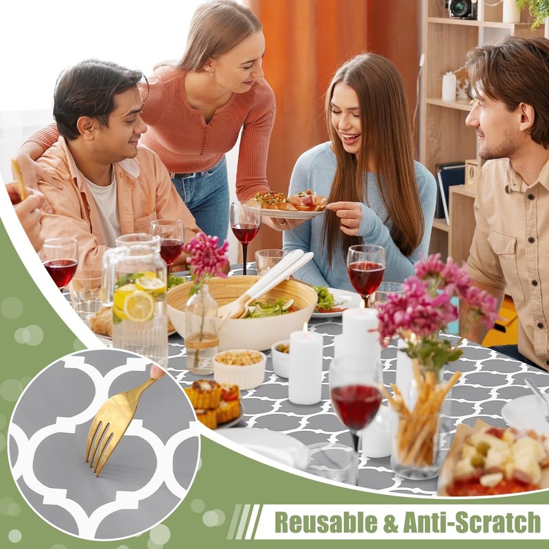Smiry Rectangle Picnic Table Cloth, Waterproof 72" x 30" (Rectangular), Grey gallery