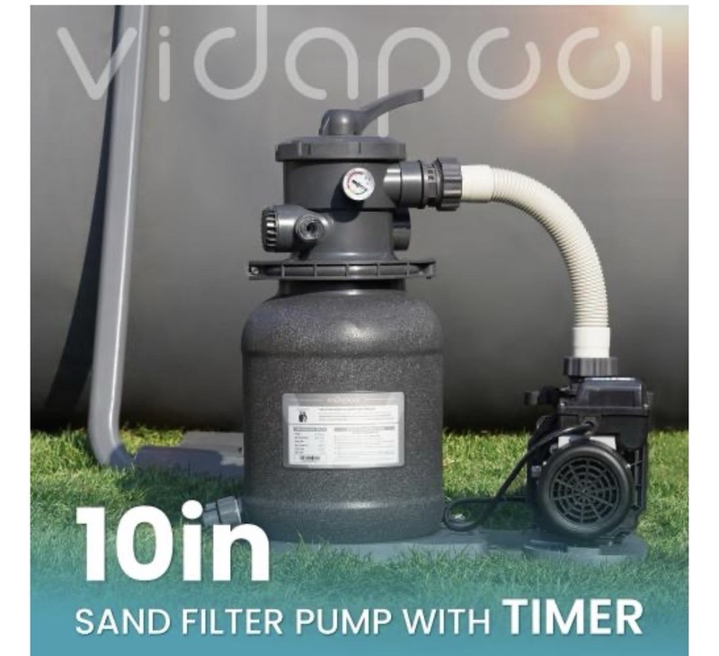 10in Sand Filter Pump for Above Ground Pool with Timer, 1/2 HP 2500 gallery