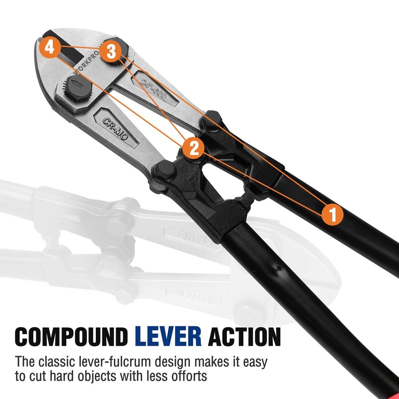 WORKPRO 24-inch Bolt Cutter Chrome Molybdenum Steel Blade Heavy Duty Bolt Cutter gallery