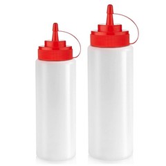 12 oz & 16 oz Condiment Squeeze Bottles for Sauce – Leak Proof Oil, Syrup 2 Pack
