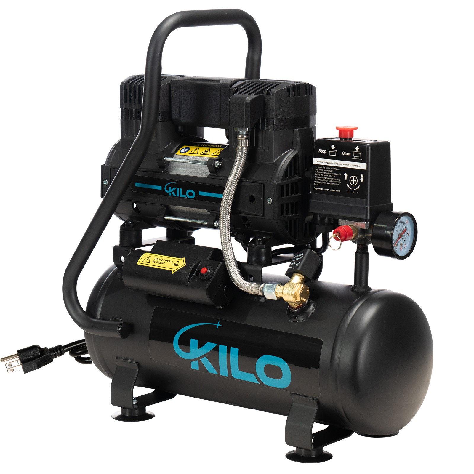 2 Gallon Oil Free Air Compressor 1.0HP Max.100 PSI Pressure 65dB Compressor gallery