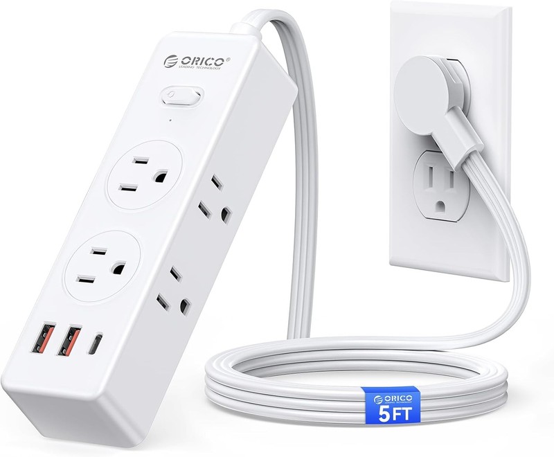 Flat Plug Power Strip Surge Protector, 5/10Ft Ultra Thin Extension Cord 9 gallery