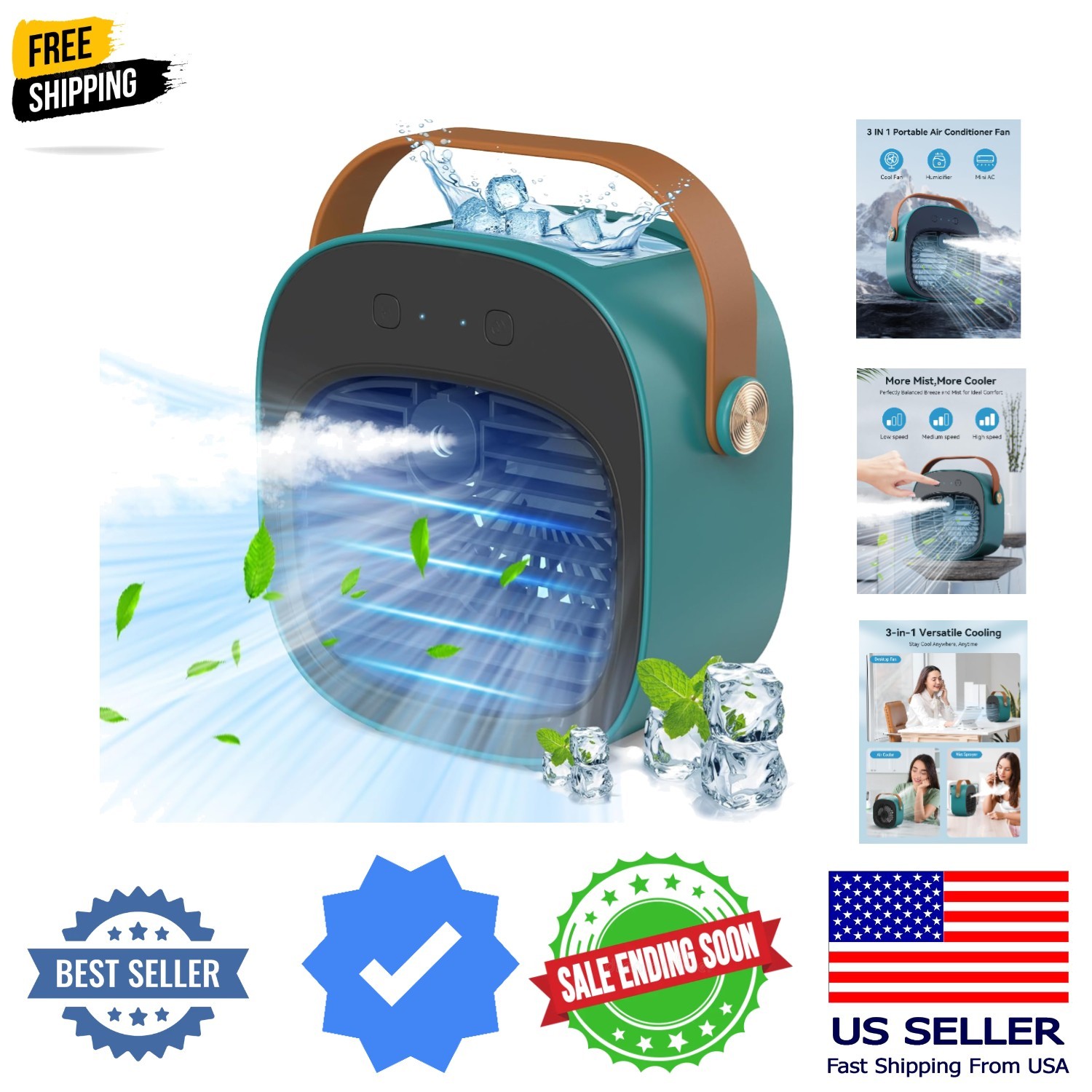 Portable Air Conditioner -5200mAh Rechargeable Mini Air Conditioner with 3 Sp... gallery