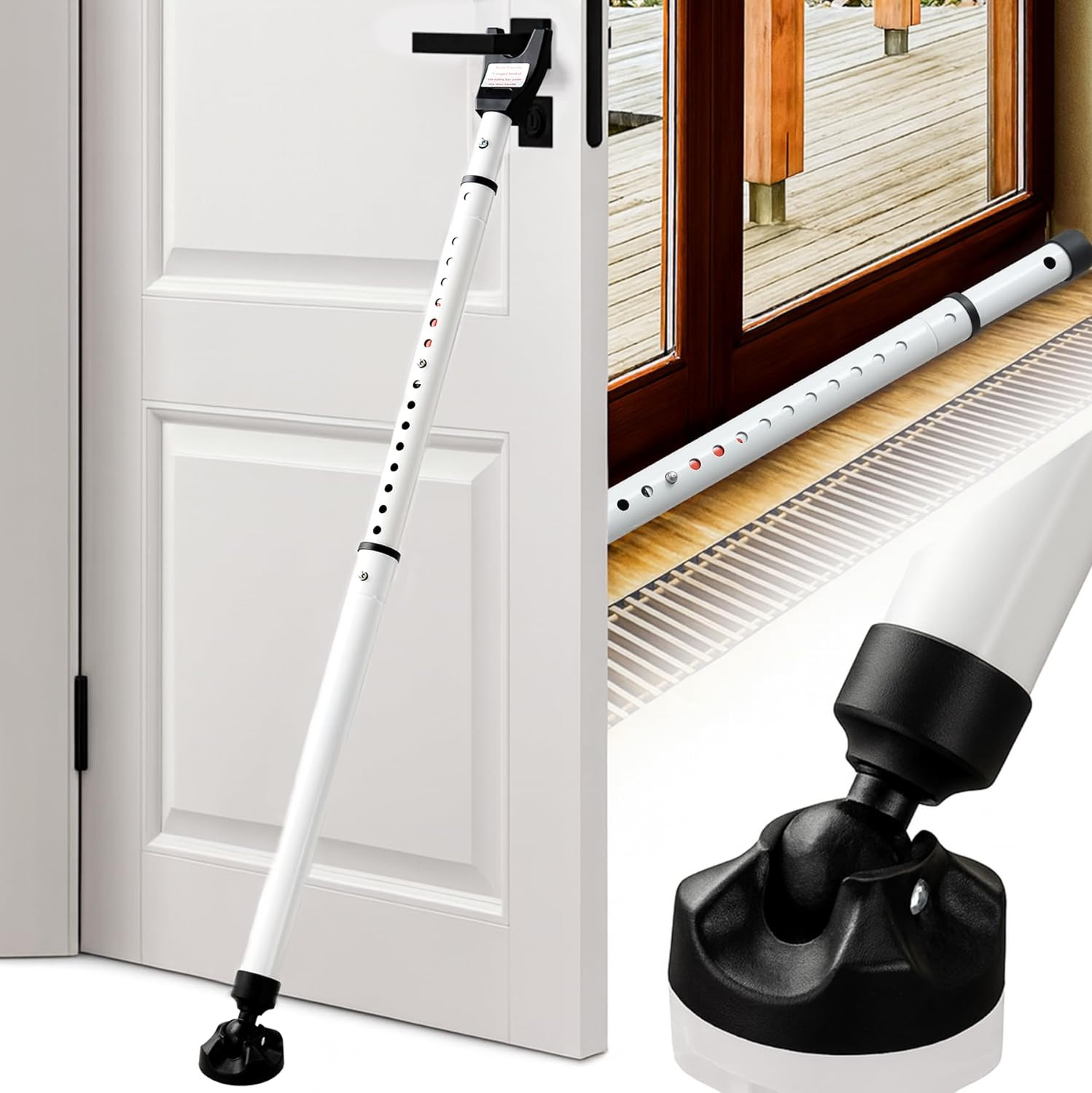 46" L Upgrade Function Strong 2 in 1 Door Security Bar w/Anti-Slip Rotating Base gallery