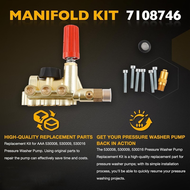 7108746 Manifold Replacement for AAA 530008 530009 530016 Pressure Washer Pump gallery