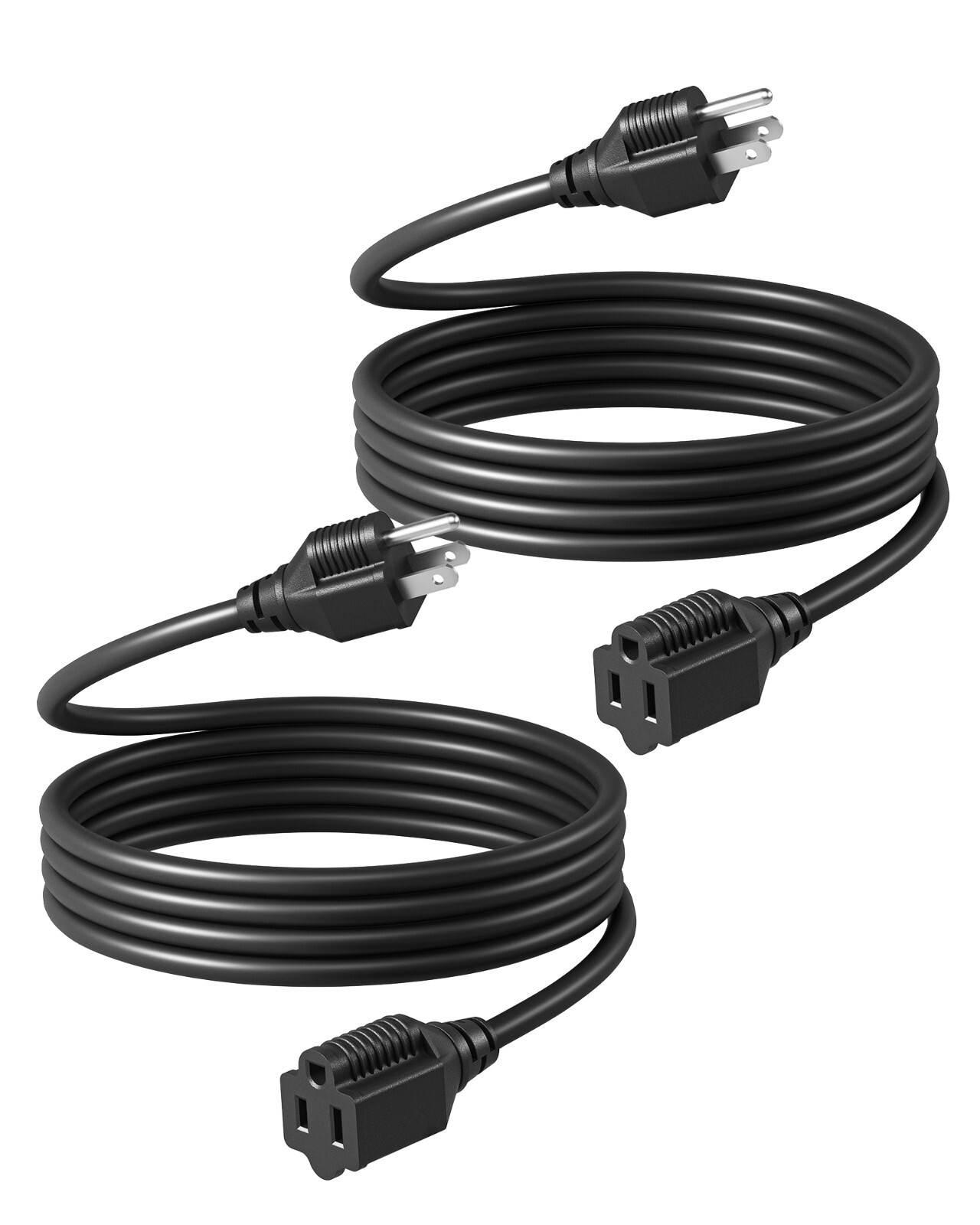 DEWENWILS 2 Pack Outdoor Extension Cord 6ft , Indoor Outdoor, 16/3 SJTW, Black, gallery