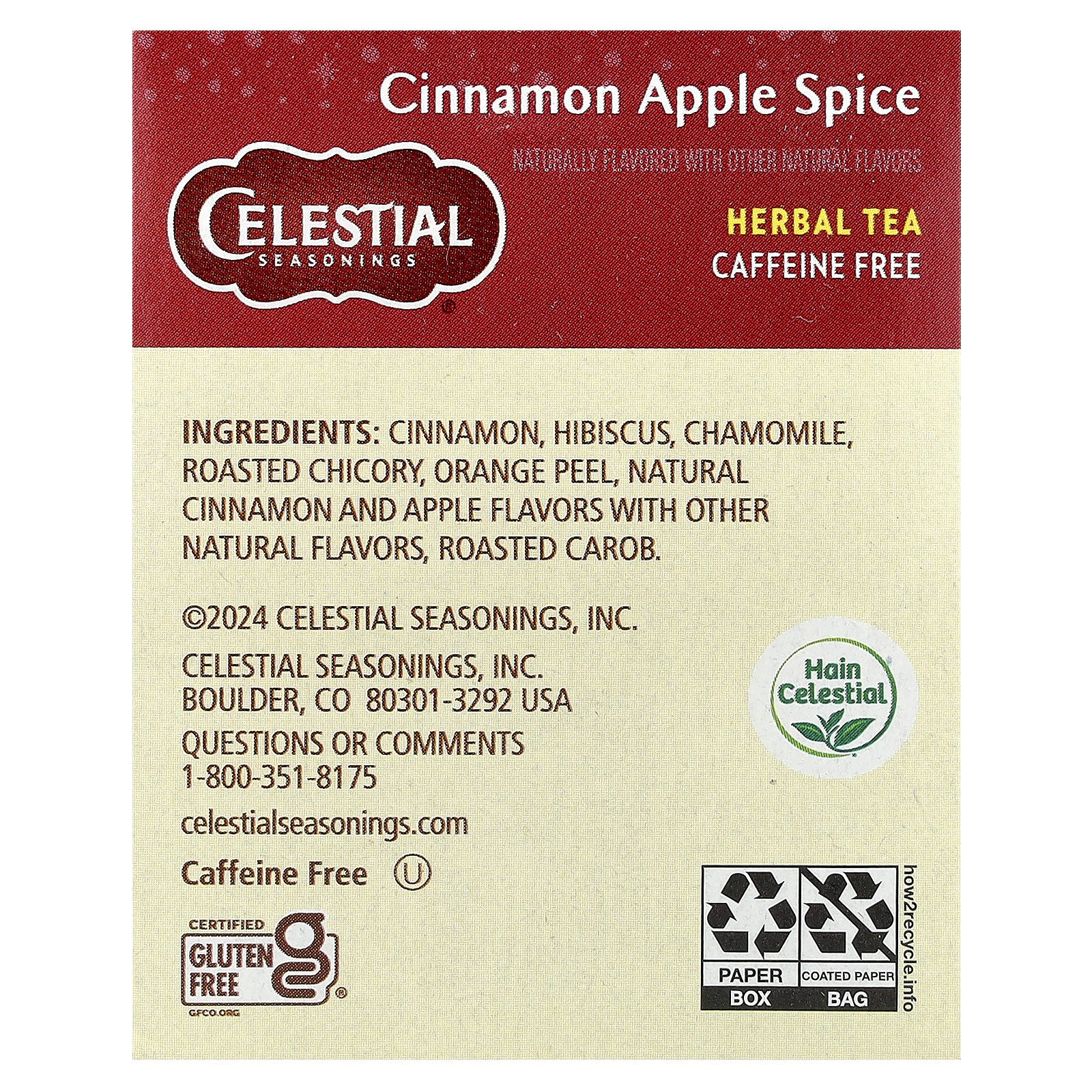 Herbal Tea, Cinnamon Apple Spice, Caffeine Free, 20 Tea Bags, 1.7 oz (48 g) gallery
