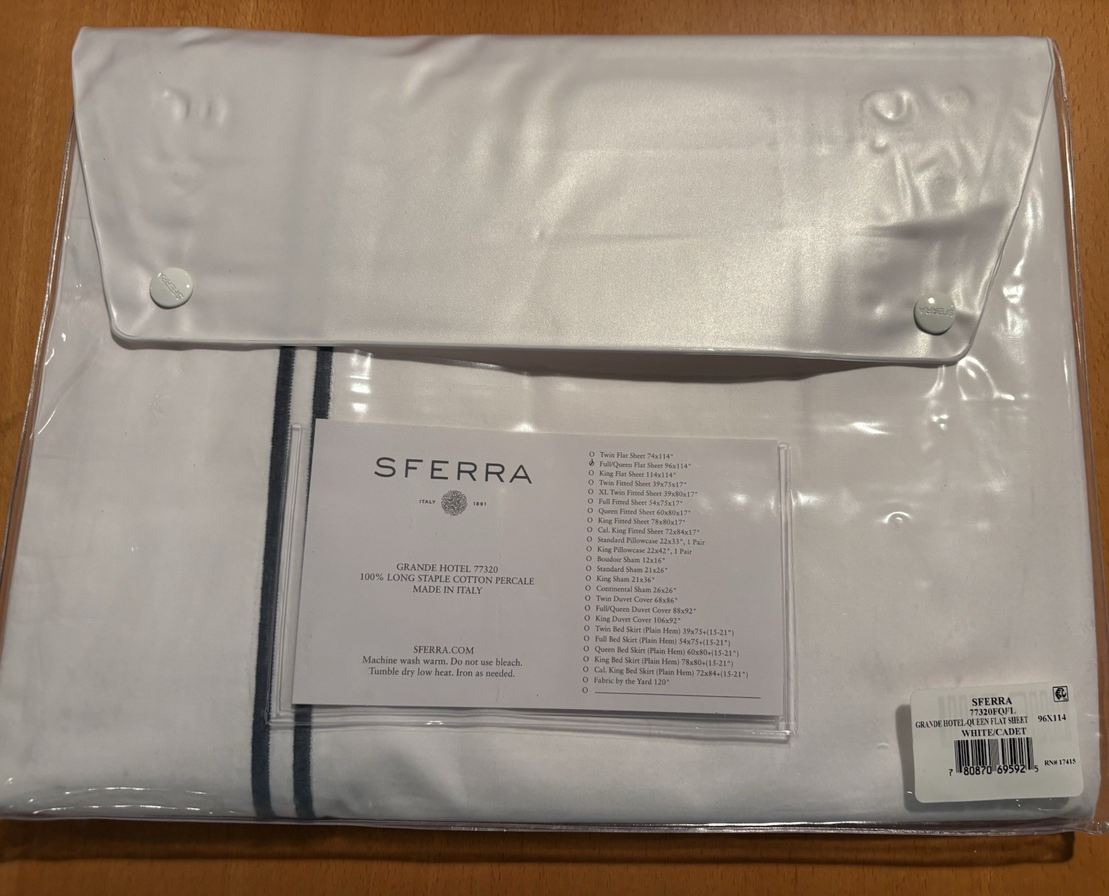 SFERRA Grande Hotel F/Q Flat Sheet. Cadet Blue . 100% cotton - made in Italy gallery