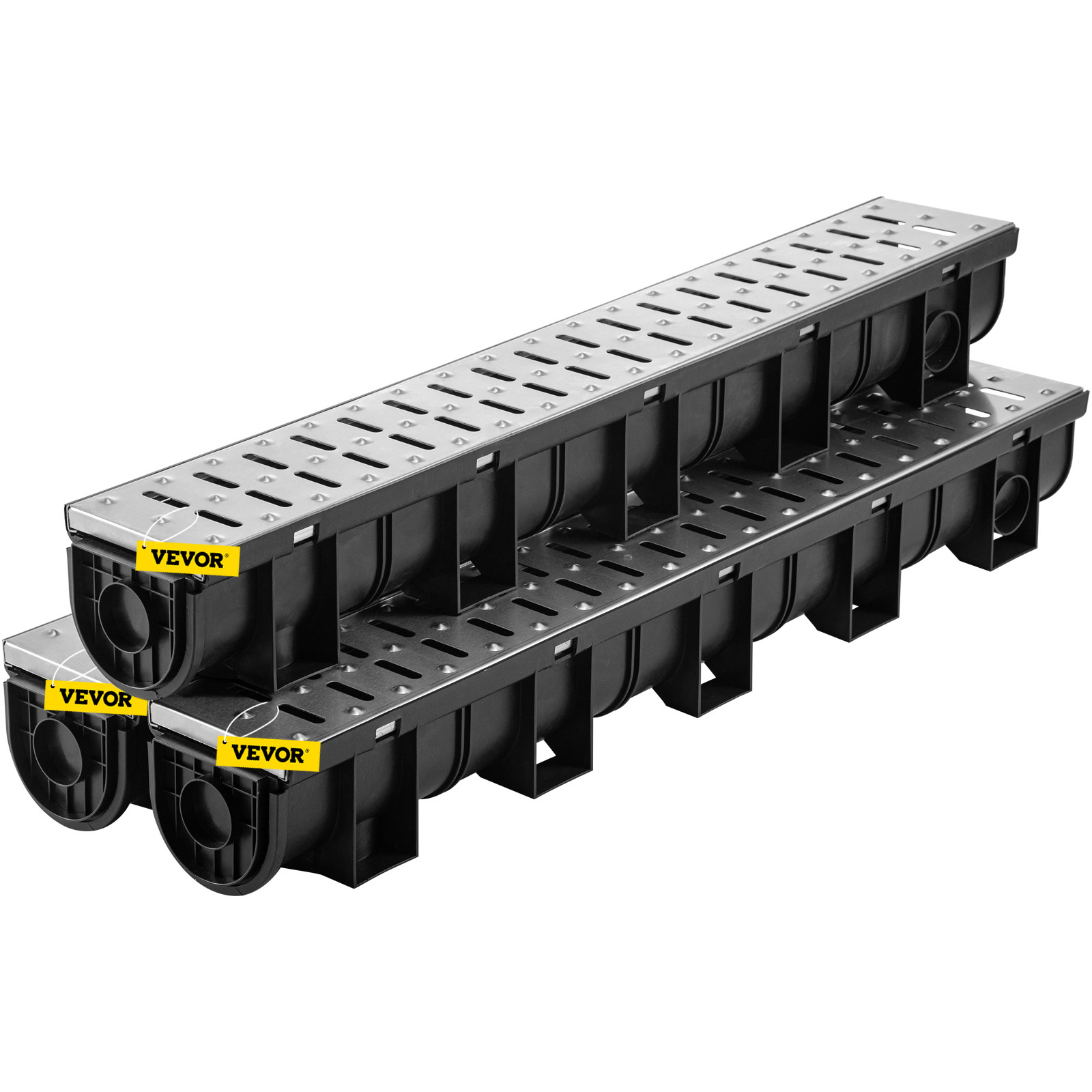 VEVOR Drainage Trench Driveway Channel Drain Kit Metal Grate-5.8"x5.2"-3 Pack gallery