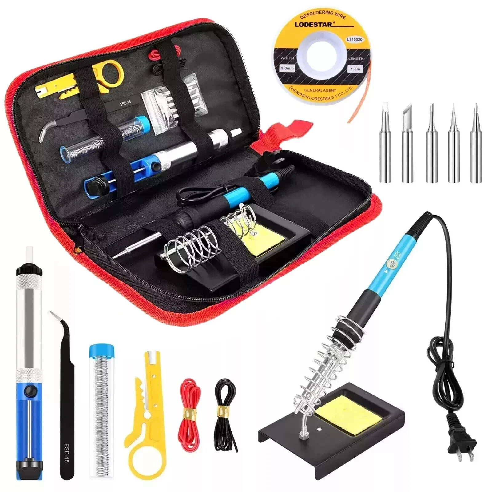 60W Electric Soldering Iron Welding Gun Tool Kit Wire Rosin Desoldering Pump gallery