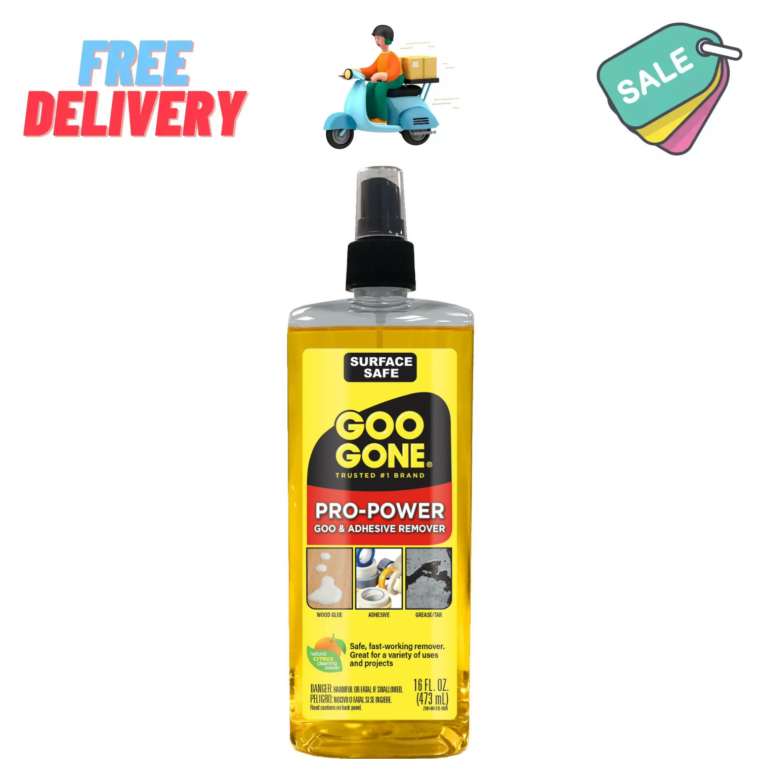 Goo Gone Pro-Power Goo & Adhesive Remover Pump Spray, Citrus-Based, 16 oz gallery