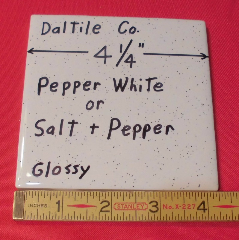 1 pc. Pepper White: Glossy Ceramic Tile: by Daltile 4-1/4" Salt & Pepper, NEW gallery
