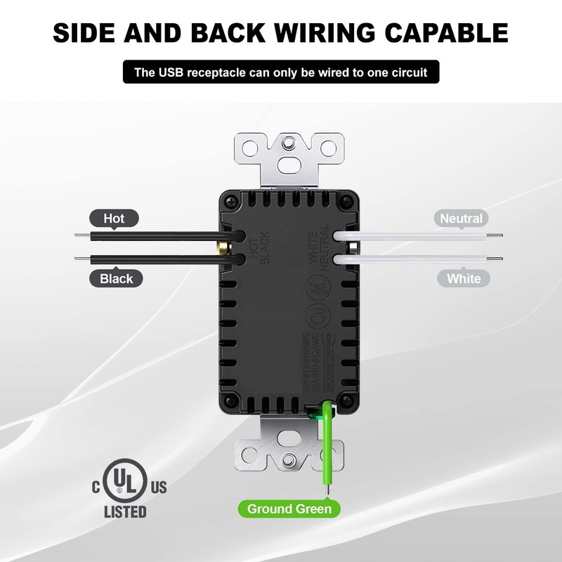 4.8A USB Type C&A Wall Outlet Duplex Receptacle 15 Amp, Tamper Resistant, 1pack gallery